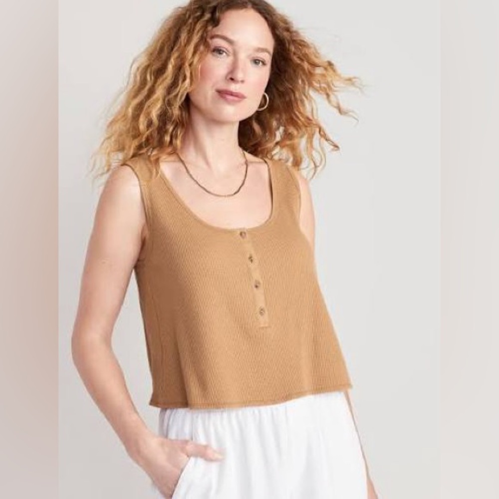Old Navy | Thermal-Knit Cropped Henley Tank Top